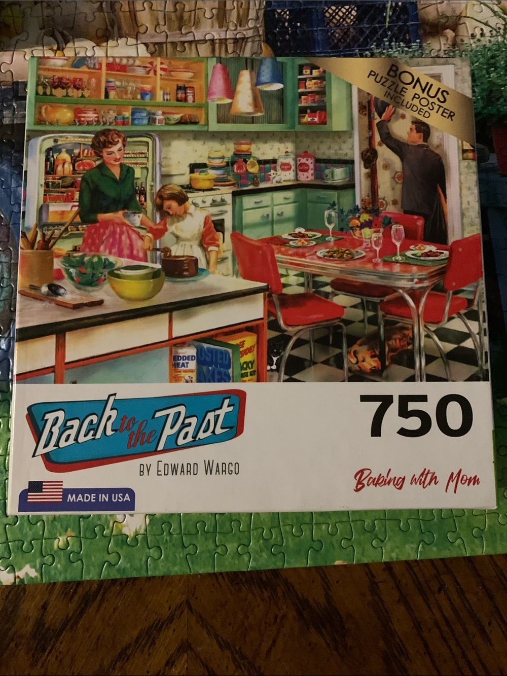 Back to the Past 750-Piece Puzzle - Red & Green Retro Kitchen